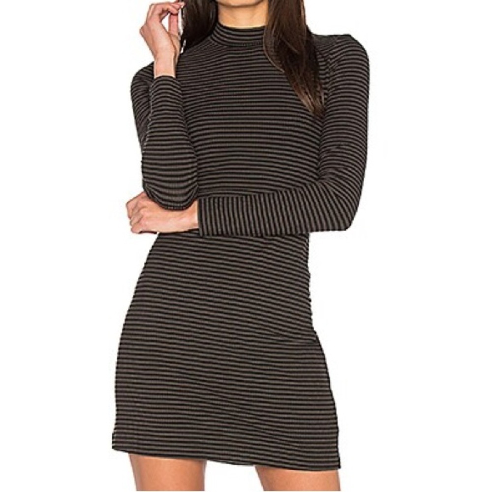 Bella Luxx | Stripe Rib Mock Neck Mini Dress